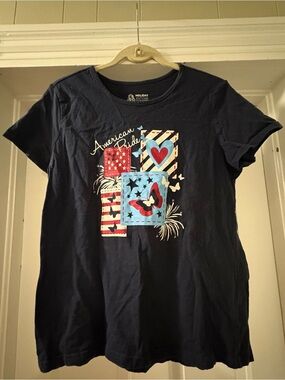 Holiday Editions Women’s Navy Patriotic Tee Shirt Size Large
